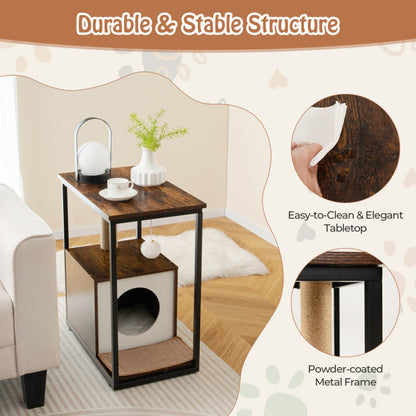 Cat Furniture End Table Cat House with Scratching Post