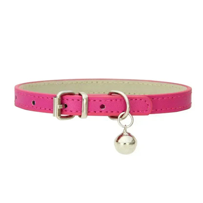 Adjustable Cat Collar Soft Genuine Leather Pet Collars for Cats Kitten Puppy Small Dogs Pet Accessories Cat Collar with Bell