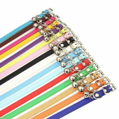 Adjustable Cat Collar Soft Genuine Leather Pet Collars for Cats Kitten Puppy Small Dogs Pet Accessories Cat Collar with Bell