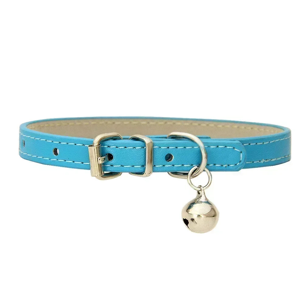 Adjustable Cat Collar Soft Genuine Leather Pet Collars for Cats Kitten Puppy Small Dogs Pet Accessories Cat Collar with Bell